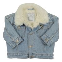 Světlemodrá zateplená bunda s kožešinou Primark