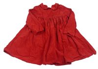 Červené manšestrové šaty s límečkem a všitým body