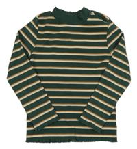 Tmavozelené pruhované žebrované triko TCM