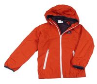 Červená šusťáková jarní bunda s nášivkou a kapucí Manguun