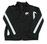 Černá sportovní propínací mikina s bílými pruhy Nike