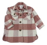 Starorůžovo-bílá kostkovaná košilová bunda Primark