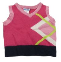 Fuchsiová pletená vesta s káry