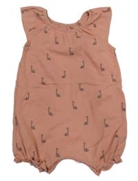 Růžový kraťasový overal s žirafami Next