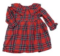 Nové - červeno-tmavomodro/zeleno-bílé kostkované šaty s volánky a límečkem George