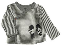 Bílo-antracitové pruhované propínací triko s Mickeym Hema