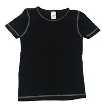 Černé tričko s bílým šitím Pocopiano