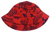 Červený plátěný klobouk s rybičkami zn. Next