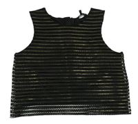 Černo-zlatý pruhovaný crop top 