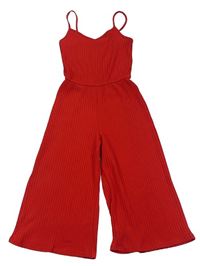 Červený žebrovaný culottes overal New Look