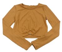 Béžové žebrované crop triko Matalan