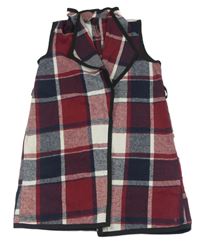 Červeno-tmavomodro-bílý kostkovaný cardigan zn. Shein