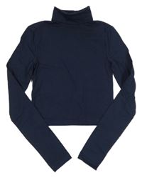 Tmavomodré crop triko s rolákem H&M