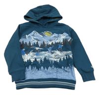 Petrolejová mikina s horami a kapucí Fat Face