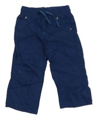 Tmavomodré plátěné rolovací kalhoty Topolino