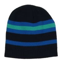 Tmavomodrá pletená čepice s proužky 