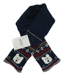 Nové - Tmavomodrá pletená podšitá šála s medvídkem C&A