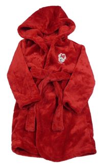 Červený chlupatý župan s Minnií a kapucí George