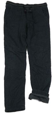 Tmavošedé plátěné podšité kalhoty s úpletovým pasem Review