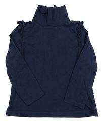 Tmavomodré triko s rolákem a volánky C&A