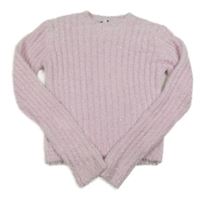 Světlerůžovo-stříbrrný žebrovaný crop svetr V by Very