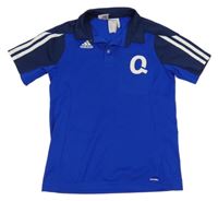 Safírovo-tmavomodré sportovní funkční tričko s pruhy Adidas 