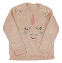 Světlerůžová chlupatá mikina s jednorožcem George 