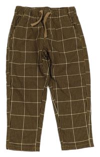 Hnědo-béžové kostkované kalhoty H&M