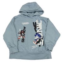 Světlemodrá mikina se Sonicem a kapucí 