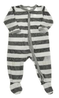 Šedo-bílý sametový pruhovaný overal H&M