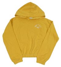 Žlutá crop mikina s nápisem a kapucí H&M