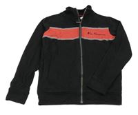 Černá propínací mikina s proužky a logem Ben Sherman