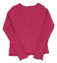 Růžové žebrované triko s kroucenými lemy George