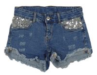 Modré riflové kraťasy s flitry Y.F.K.