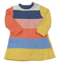 Žluto-pruhované svetrové šaty 