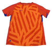 Červeno-oranžové vzorované sportovní funkční tričko Decathlon