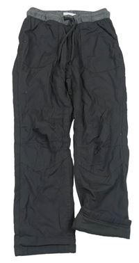 Tmavošedé kostkované plátěné podšité kalhoty s úpletovým pasem Topolino