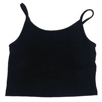 Černý žebrovaný crop top 