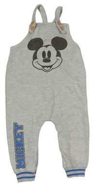 Šedé melírované laclové tepláky s Mickey a pruhy Disney