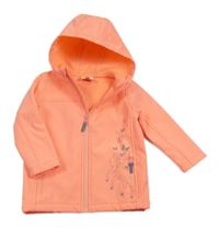 Neonově korálová softshellová bunda s jednorožcem s motýlky a kapucí Topolino