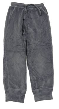 Tmavošedé plyšové kalhoty Next