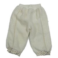 Smetanové huňaté kalhoty s květy flexi