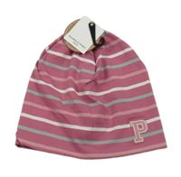 Nové - starorůžovo-pruhovaná čepice s písmenkem POLARN O. PYRET