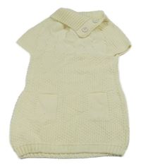 Smetanové vzorované pletené šaty s rolákem 