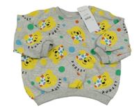 Nové - šedá melírovaná oversize mikina s medvídky Pudsey George