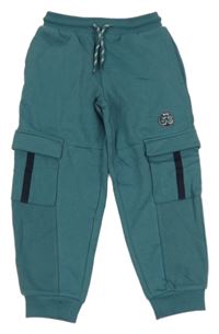 Šalvějové cargo teplé tepláky s číslem a žebrováním Kids