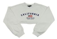 Bílá crop mikina s nápisy a vlajkou New Look