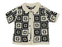 Černo-smetanová vzorovaná propínací svetrová vesta s límečkem F&F