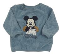Modrošedá žebrovaná sametová mikina s Mickey C&A