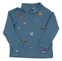 Modrá mikina se zvířátky a límečkem Nutmeg